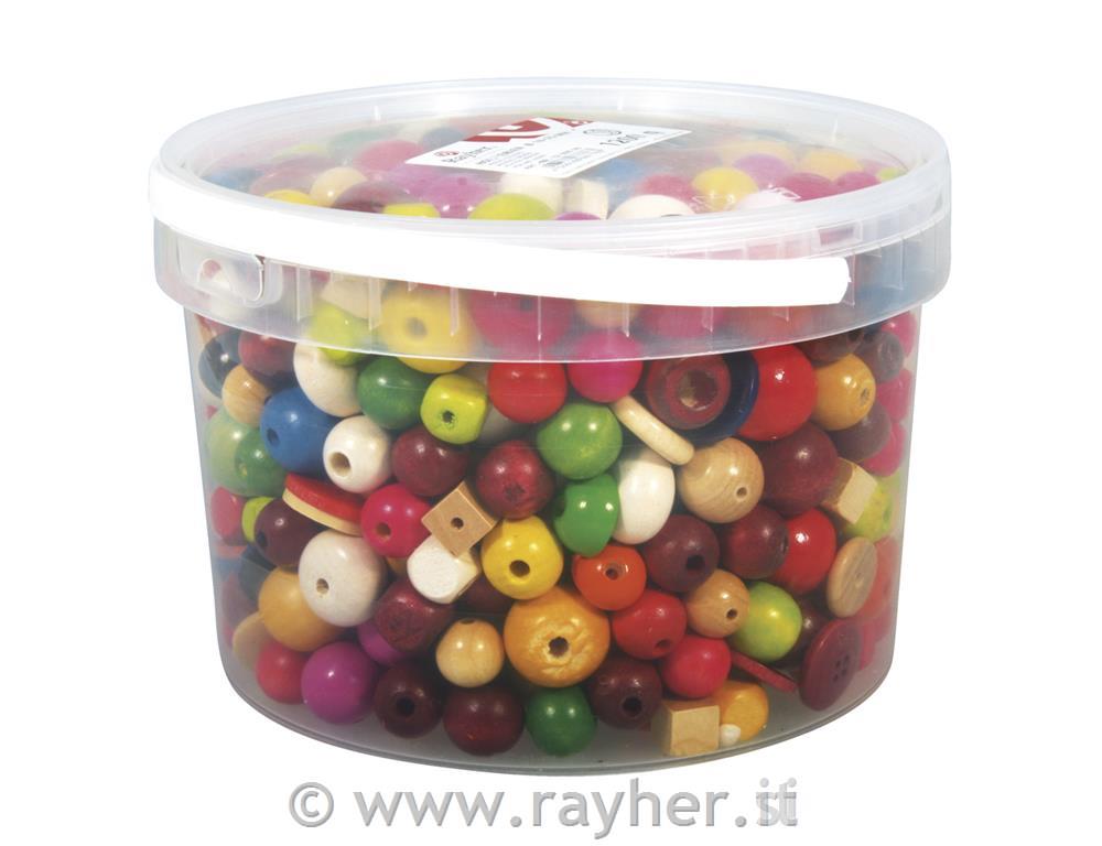 Wooden beads various colours, 16-25 mm o