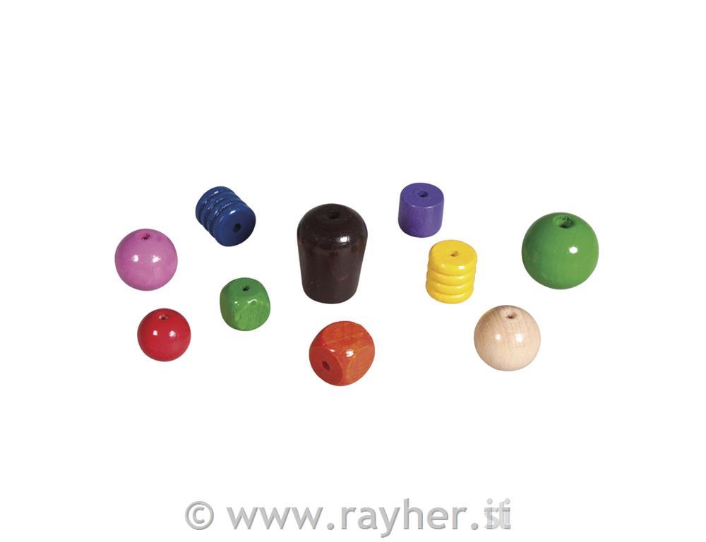 Wooden beads various colours, 16-25 mm o