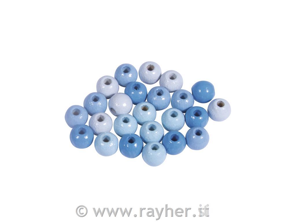 Wooden beads mix, FSC 100%, 6mm olight blue shadespolished, tab-bag 116pcs