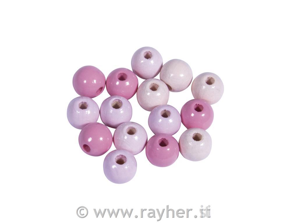 Lesene perle, FSC 100%, 8mm, pink, 84 kos