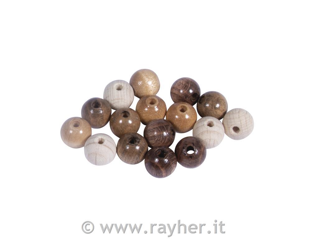 Misto perline di legno, 10mm tonalita naturale, lucide, bus.blis. 52pz