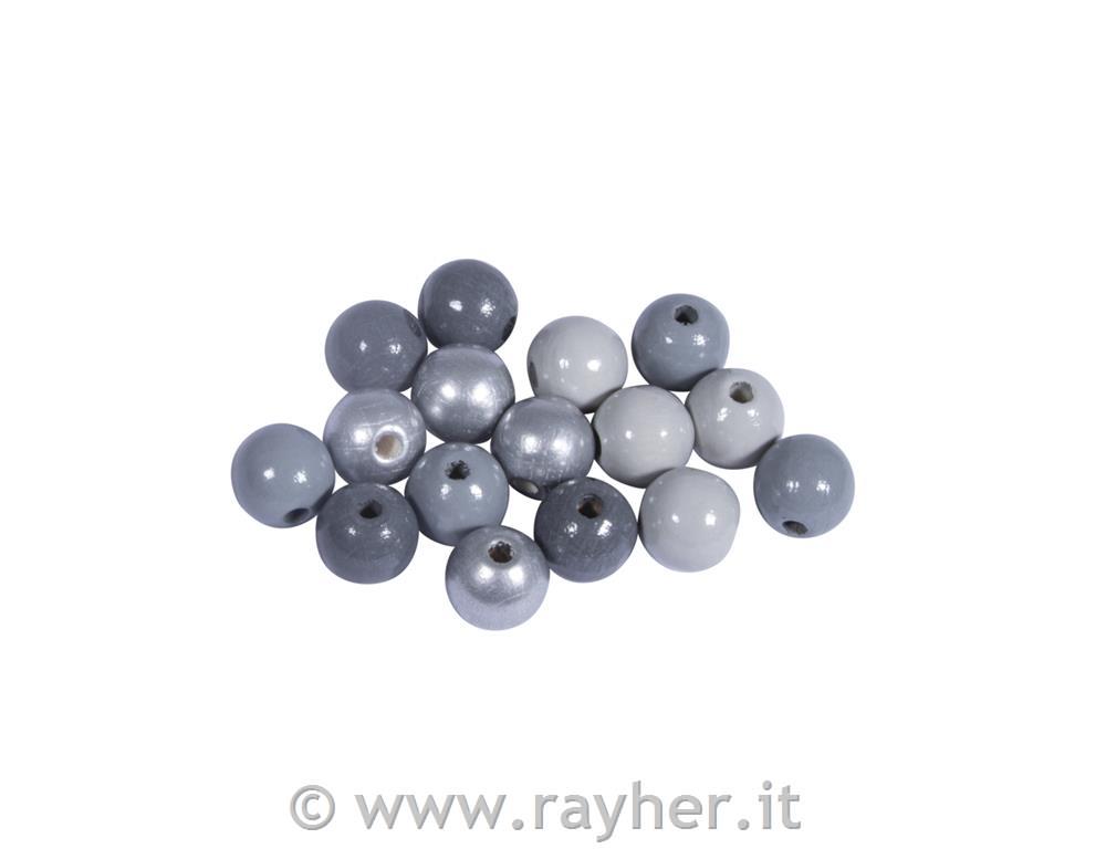 Lesene perle, FSC 100%, 10mm, srebrno sive, 52 kos