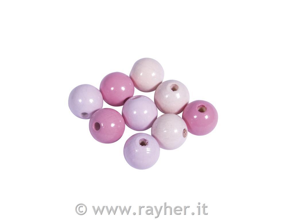 Lesene perle, FSC 100%, 12mm, pink, 32 kos