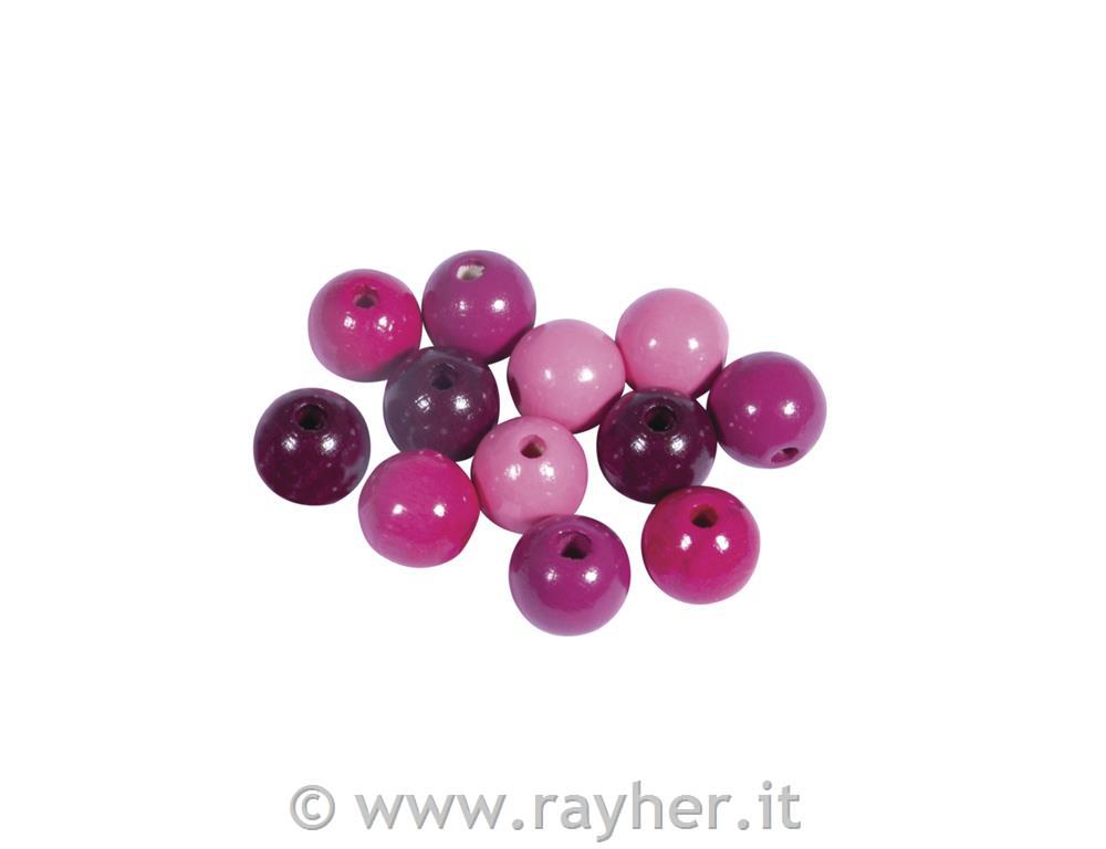 Lesene perle, FSC 100%, 12mm, jagodne, 32 kos