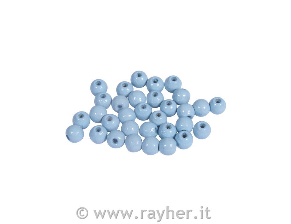 Perle lesene, pološčene, 6mm, pastelno modre, 115 kos