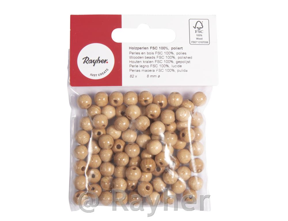 Perle lesene, pološčene, 8mm o, naravne b., 82 kosov