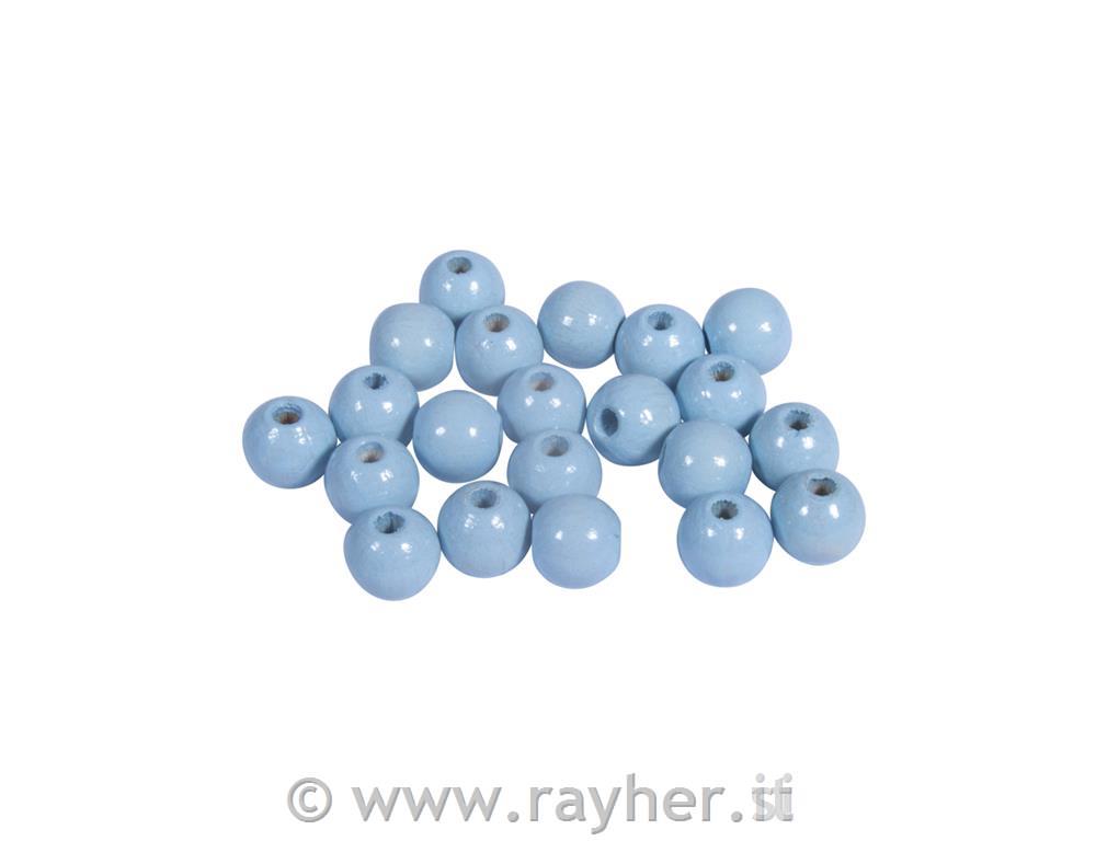Perle legno lucidate, 8mm blu passtello, busta 82pz