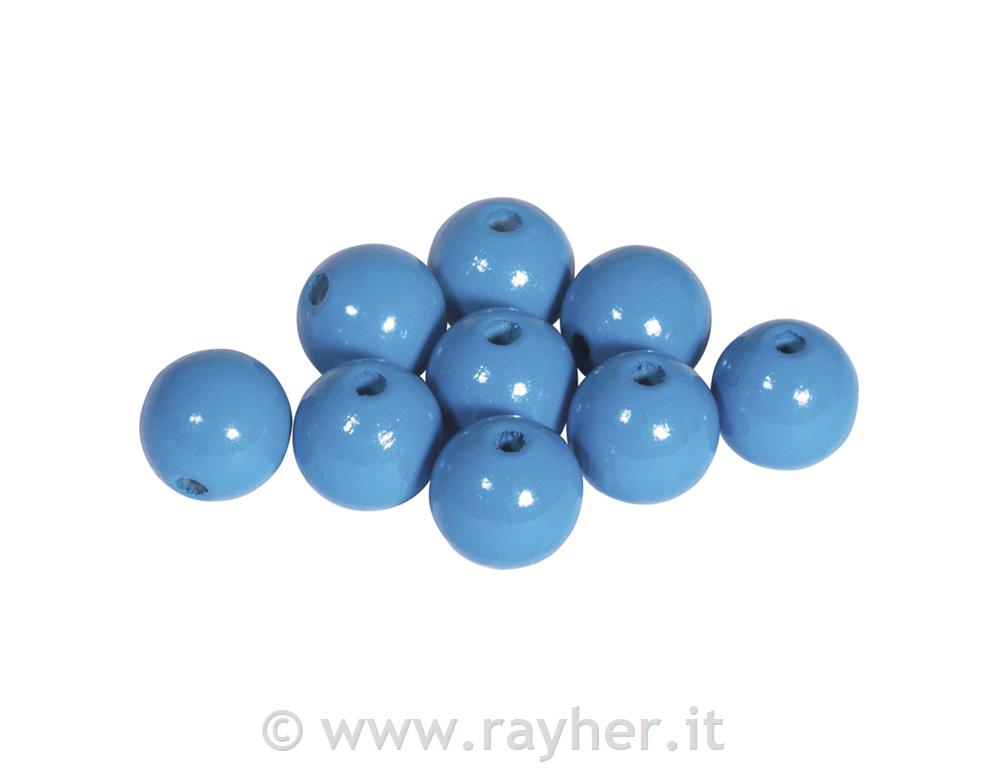 Perle legno lucide, 12mm blu medio, bus.blis. 32pz