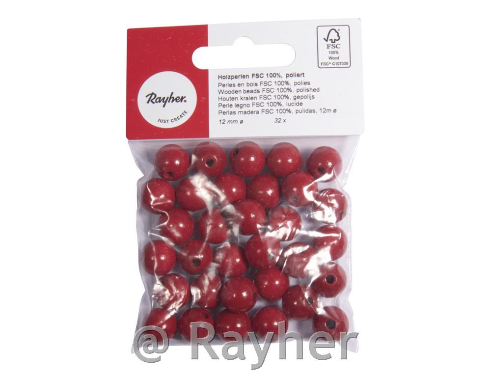 Wooden beads FSC 100%, polished, 12mm o,