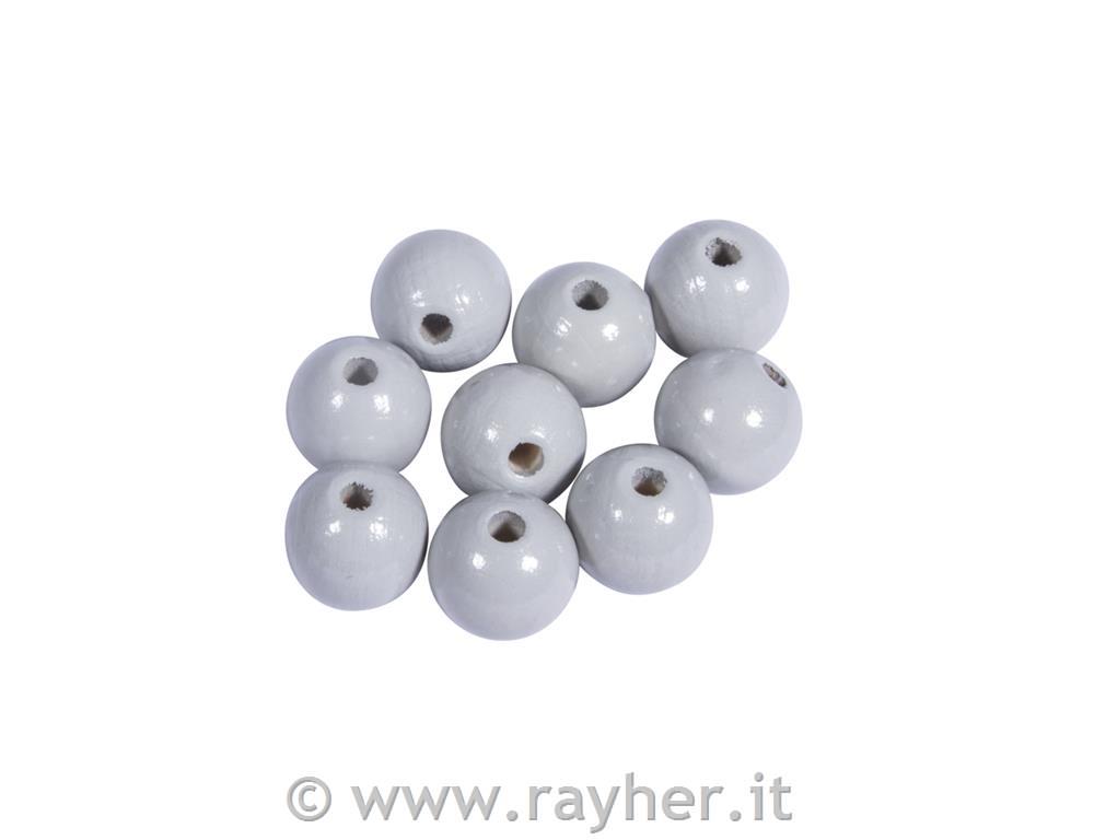 Perle legno lucide, 12mm grigio chiaro,bus.blis. 32pz