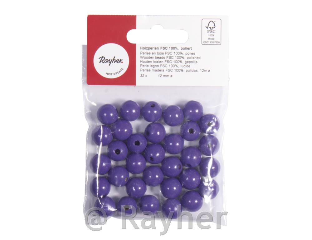 Perle lesene, pološčene, 12mm, sv. vijolične, 32 kosov