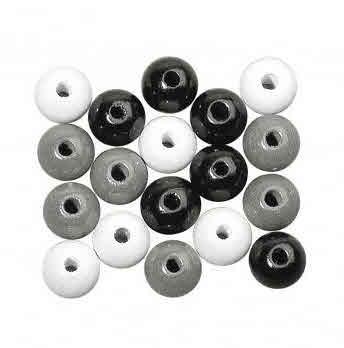 Wooden beads mix FSC 100%, 10mm o, black