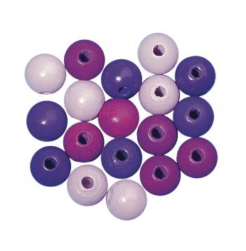 Perle legno miste FSC 100%, 8mm olucidate, busta 82pzviola tonalita