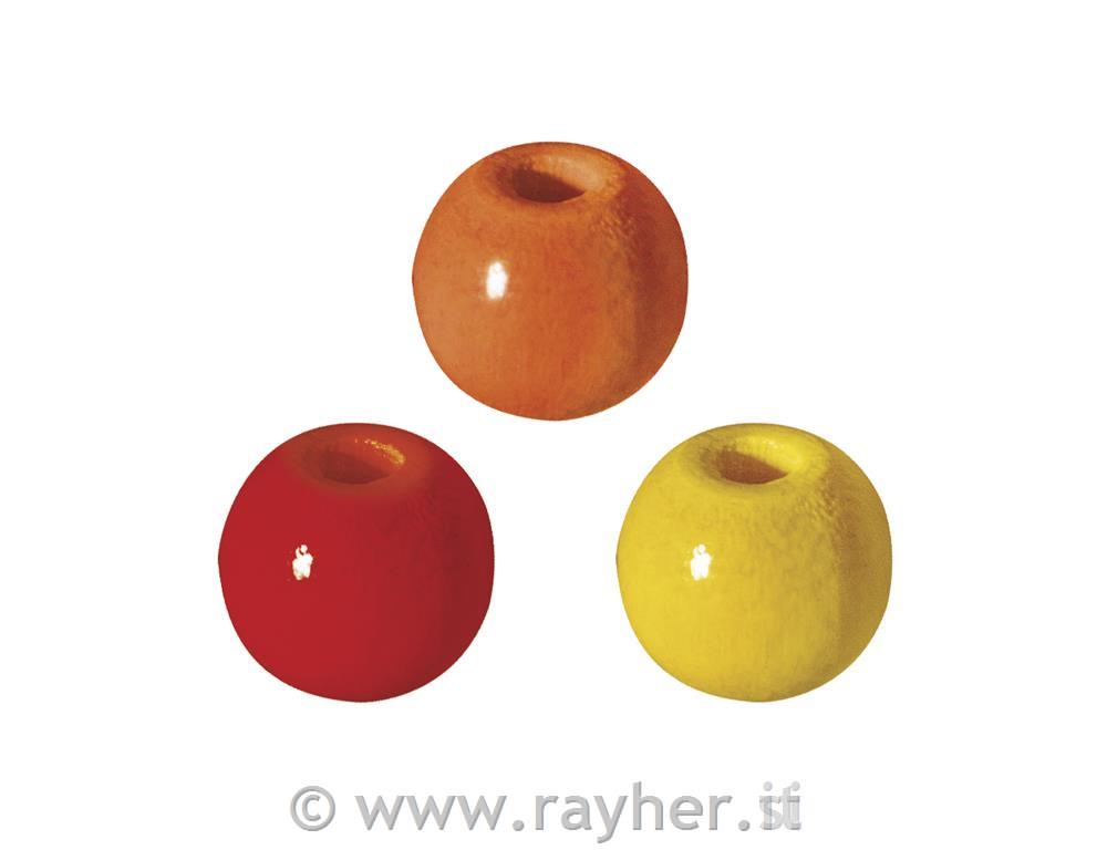 Lesene perle rumene, oranžne, rdeče, 8mm, 82 kosov