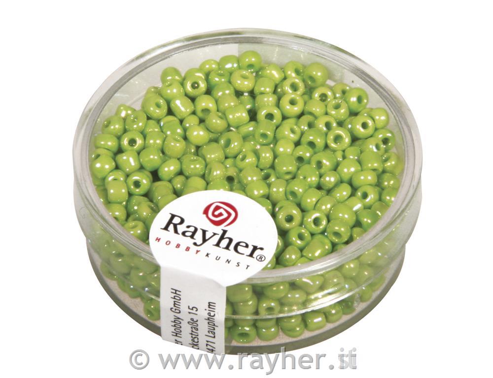 Perline vetro, 2,6 mm o, opache lustr.scatolina 17gverde chiaro
