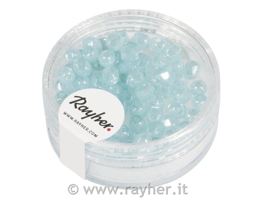 Perle steklene brušene, 4mm, aqua opak, 100 kos