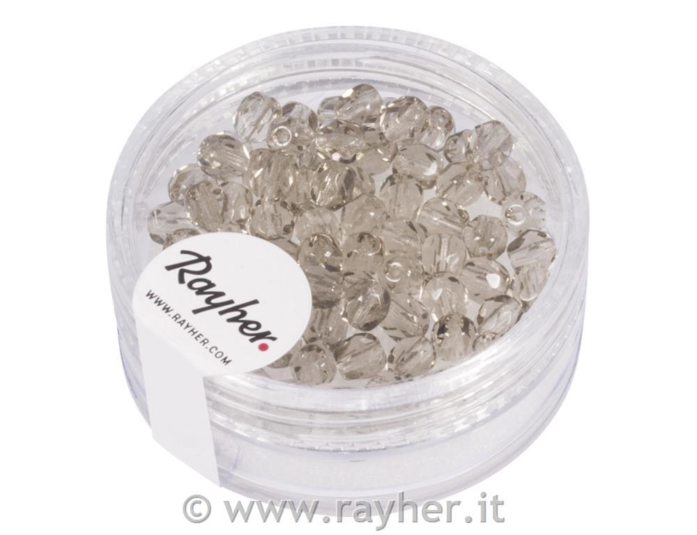 Perle steklene brušene, 4mm, rjaveopak, 100 kos