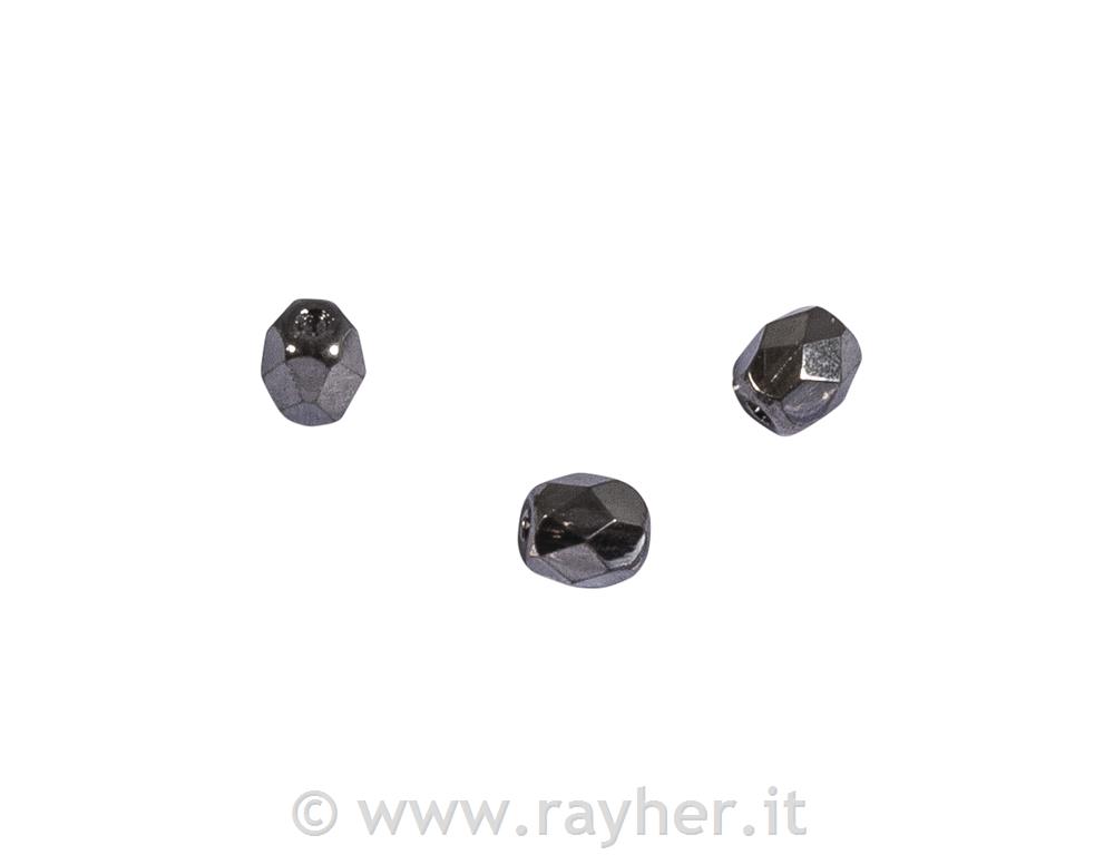 Perle steklene brušene, 4mm, antracit opak, 100 kos