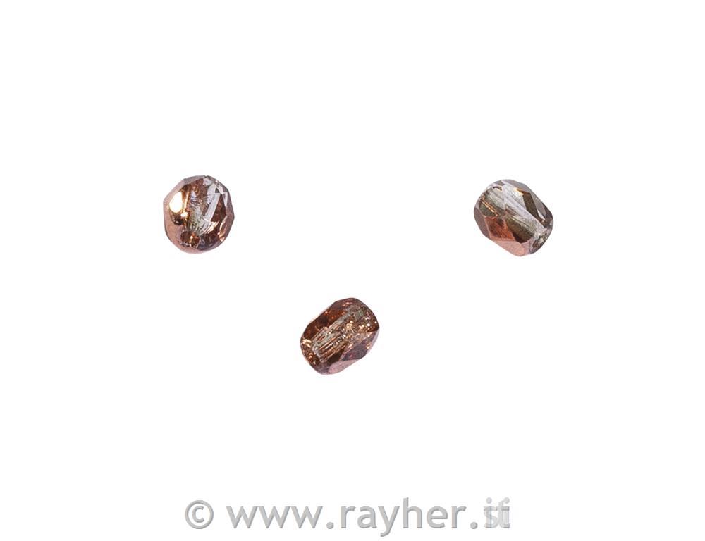 Perla sfaccettata vetro, 4mm o, rame semiopaco, scatolina 100pz