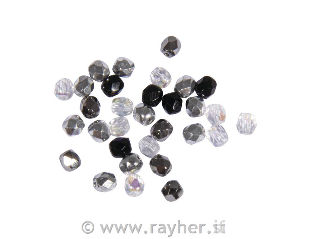 Steklene perle, brušene, 4mm, kristal, 100 kosov