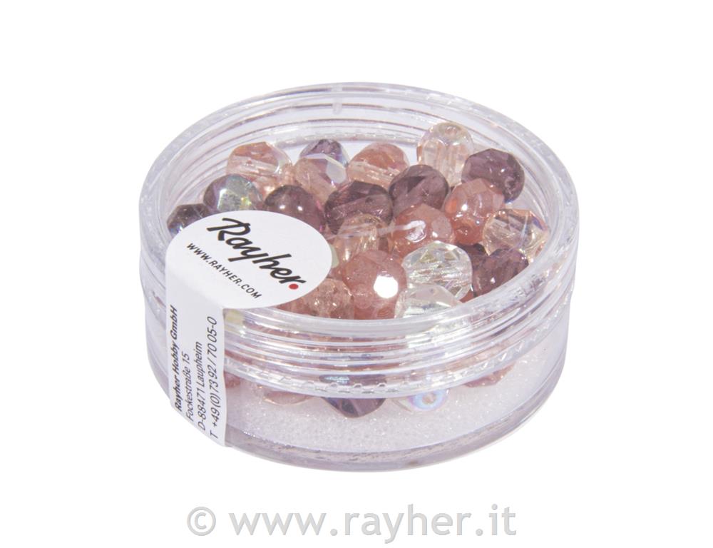 Polished glass beads, 6 mm o, antique pi