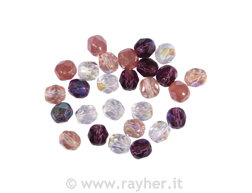 Polished glass beads, 6 mm o, antique pi