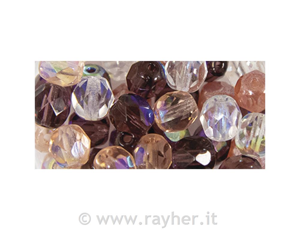 Polished glass beads, 6 mm o, antique pi