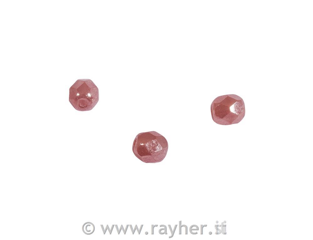 Polished glass beads, 6 mm o,, pink opaque, box 50 pcs.