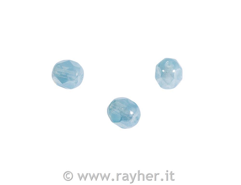 Perle steklene brušene, 6 mm, aqua opak, 50 kos