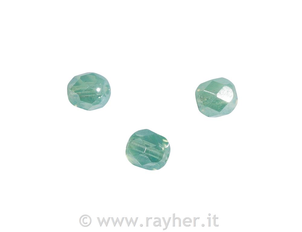 Perline trasparenti, 6 mm o, , verde menta opaco, scatolina 50 pz