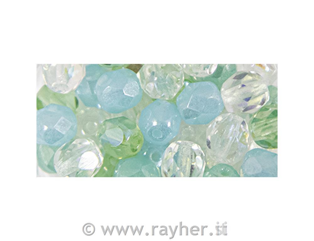 Perle in vetro sfaccettate, 4mm, sea aqu