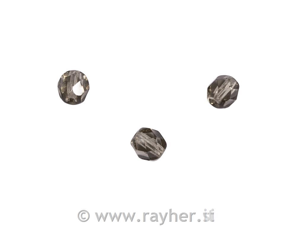 Perline trasparenti, 6 mm o, , taupe trasparente, scatolina 50 pz