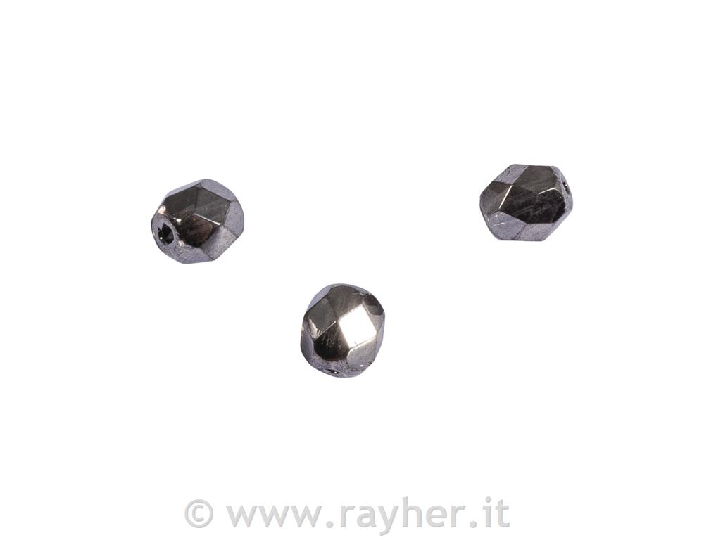 Perle steklene brušene, 6 mm, antracit opak, 50 kos