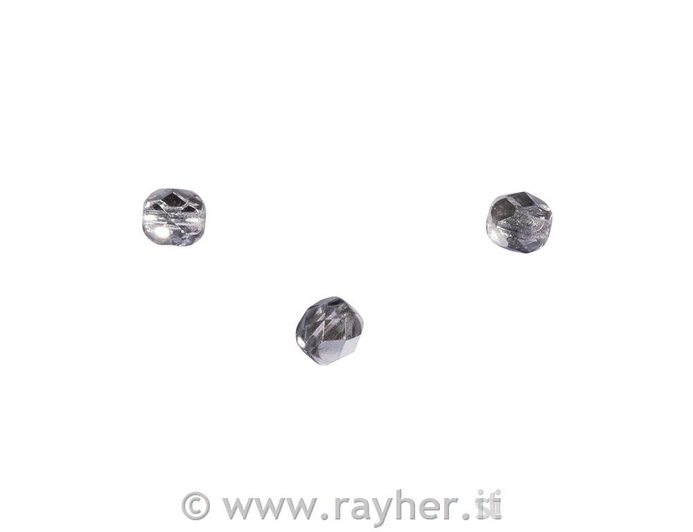 Perle steklene brušene, 6 mm, pol-srebne opak, 50 kos