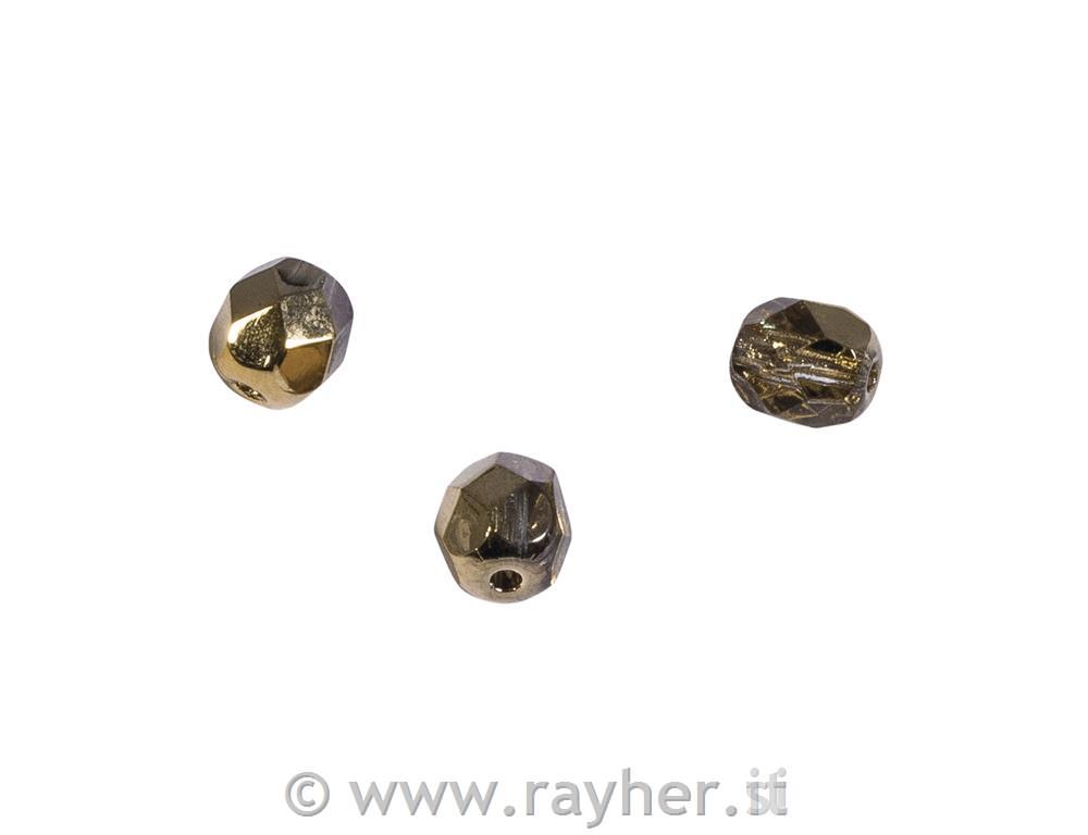 Perle steklene brušene, 6 mm, zlate opak, 50 kos