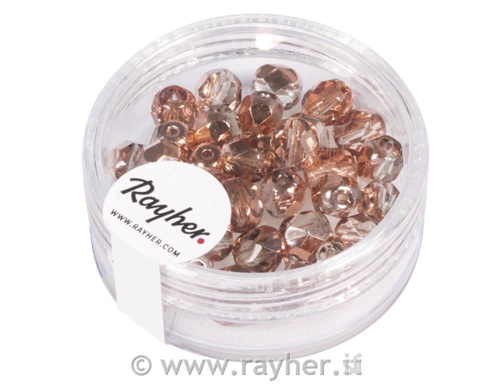 Perle steklene brušene, 6 mm, bakrene opak, 50 kos