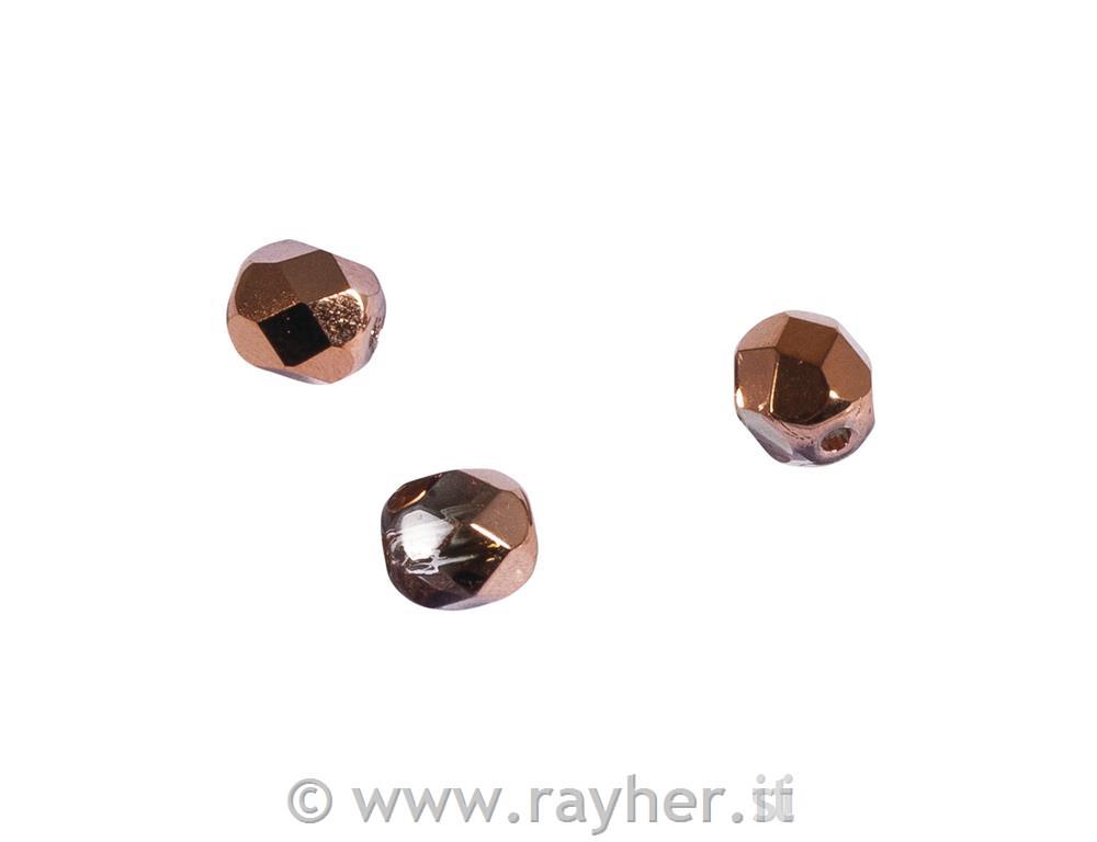 Perle steklene brušene, 6 mm, bakrene opak, 50 kos