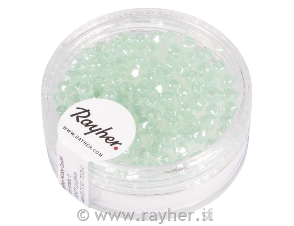 Perla vetro sfacciettata, 3mm o, verde menta opaco, scat. 100pz