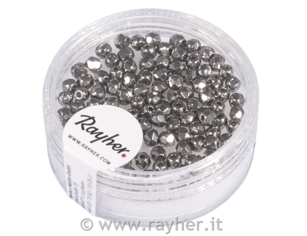 Glass crystal bead, 3mm o, anthracite opaque, box 100 pcs.