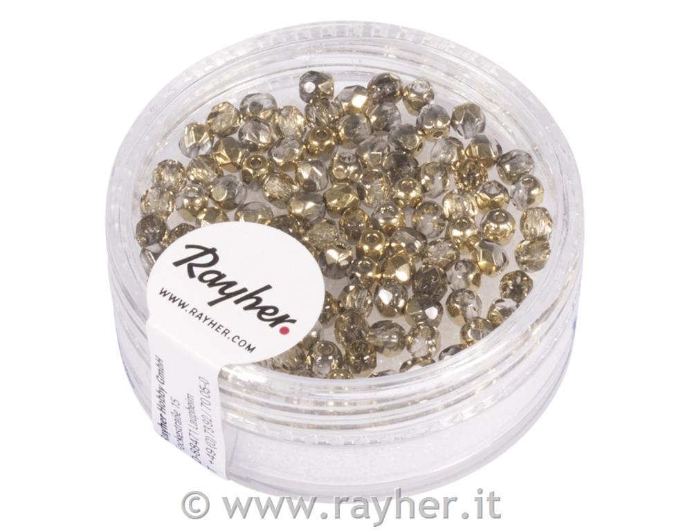 Glass crystal bead, 3mm o, gold semi-opaque, box 100 pcs.