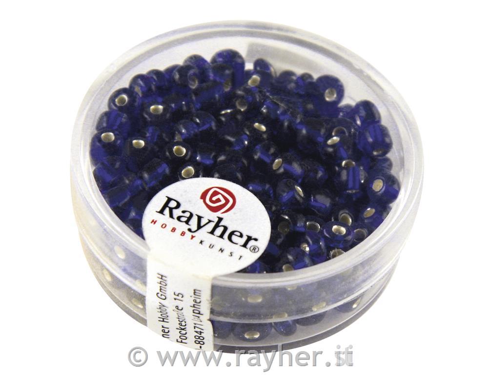 Perline, 4 mm o, con foro argentatoScatola 17 gblu scuro