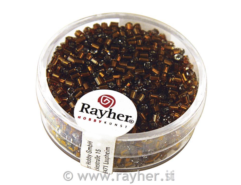 Palčke steklene s srebrno sredino, 2x2 mm, temno rjave, 16 g