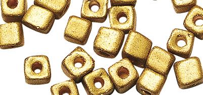 Perle metalic, pravokotnik, zlato rumene, 5x3,5 mm, 17g