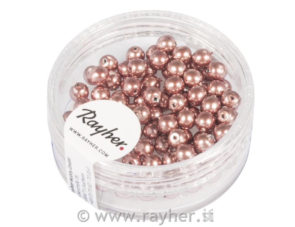 Perle cerate vetro rinascimentali, 4mm o, rosa antico, scatolina 85pz