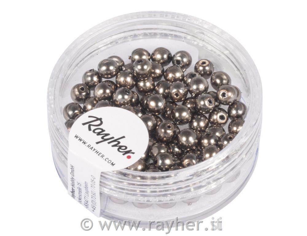 Perle cerate vetro rinascimentali, 4mm o, taupe, scatolina 85pz