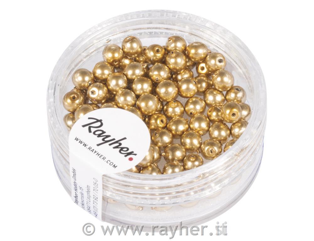 Perle cerate vetro rinascimentali, 4mm o, oro, scatolina 85pz