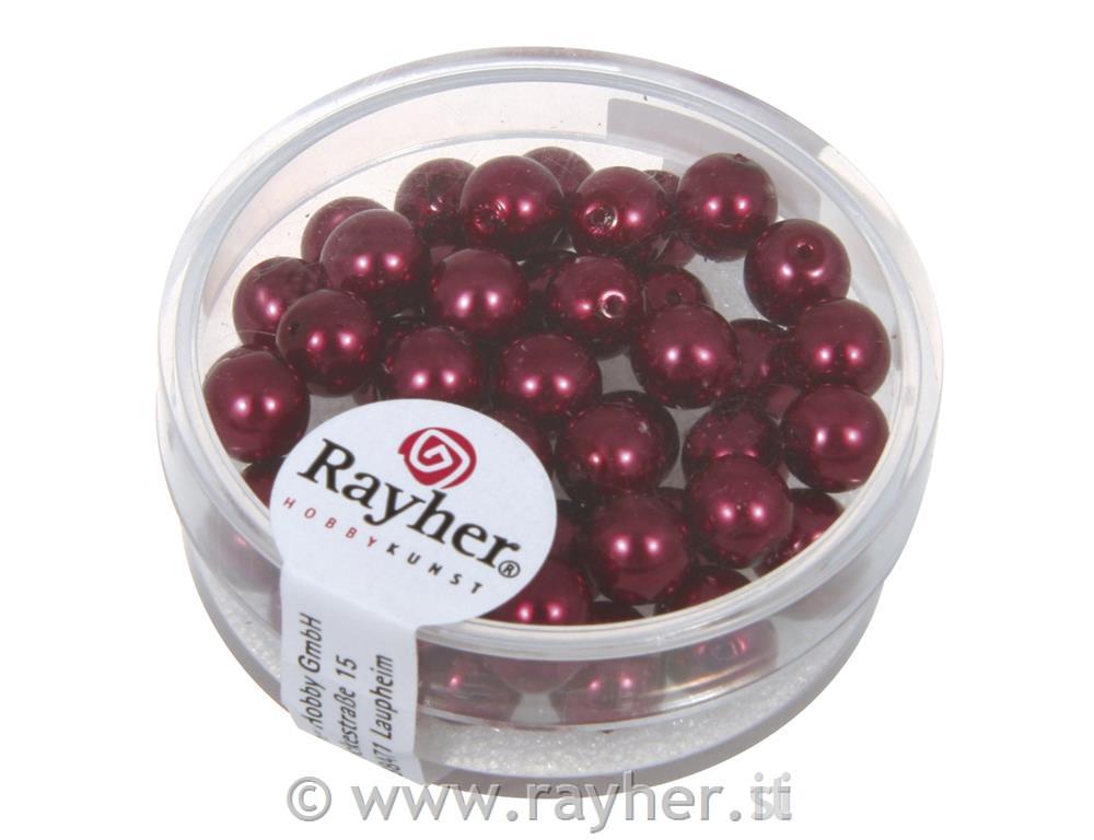 Perle cerate-vetro rinasciment., 6 mm oscatola 45 pzbordeaux