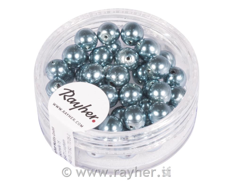 Perle cerate vetro rinascimentali, 6mm o, acqua, scatolina 45pz