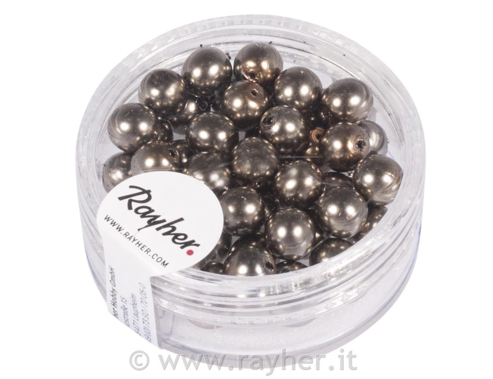 Perle cerate vetro rinascimentali, 6mm o, taupe, scatolina 45pz