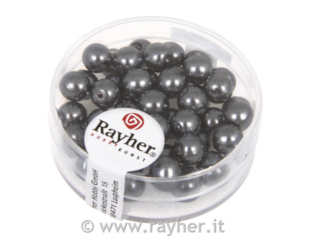 Perle steklene "Renaissance", antracitna, o 6 mm, 45 kom.